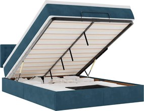 vidaXL Cadru de pat otoman cu saltea Albastru închis 140x190cm catifea