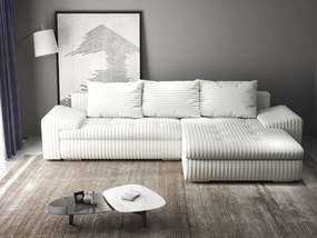 Colțar extensibil dumonde cu ladă de depozitare si sezut confortabil din spuma high-density, Leonardo Ambience Ivory 260x185 cm II