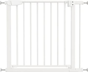 Poarta de siguranta copii Kidizi Rexa alb, reglabila 83–89 cm, montaj prin presiune, inchidere automata, certificata EN 1930