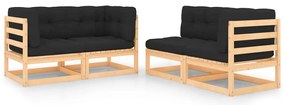 vidaXL Set mobilier de grădină cu perne, 4 piese, lemn masiv de pin