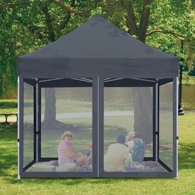 RESIGILAT- ABCCANOPY – Cort pavilion pliabil 3x3 m, cu pereți Mesh anti-insecte, înălțime reglabilă (3 trepte), impermeabil, protecție UV, Gri