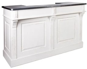 Mobilier bar alb din lemn masiv si metal, 2 sertare, Brooklyn