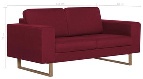 Canapea cu 2 locuri, rosu vin, material textil Rosu, Canapea cu 2 locuri