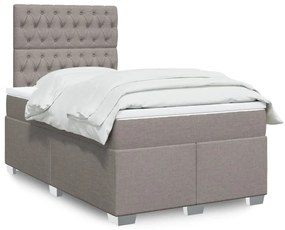 vidaXL Pat box spring cu saltea, gri taupe, 120x200 cm, textil