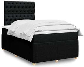 vidaXL Pat box spring cu saltea, negru, 120x190 cm, catifea