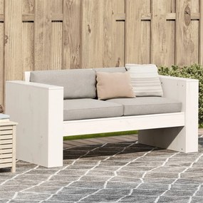 vidaXL Canapea de grădină 2 locuri, alb 134x60x62 cm, lemn masiv pin