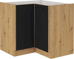 Dulap colţ inferior, negru mat / stejar artizan, MONRO 90/90 DN 1F BB