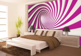 Fototapet - Tunelul alb și roz 3D (152,5x104 cm)