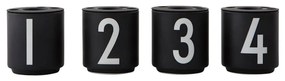 Set 4 cești din imitație porțelan Design Letters Mini, negru
