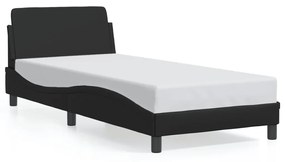 373098 vidaXL Cadru de pat cu tăblie, negru, 90x190 cm, piele ecologică