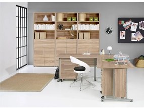 Masă de birou Modulo 150 x 80 cm + container, stejar sonoma / gri