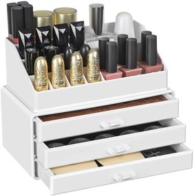 Organizator cu 3 sertare şi parte superioară pentru makeup şi cosmetică, 4 culori