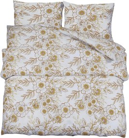 vidaXL Set cu husă de pilotă, alb și maro, 135x200 cm, bumbac