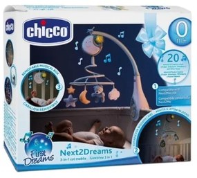 Carusel pentru pătuț cu sunete 3 în 1 NEXT2DREAMS 3xAA albastru Chicco