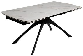 Masă de dining extensibilă cu blat cu aspect de marmură cu blat suplimentar 90x180 cm Rocía – Ixia