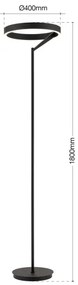Orion - Lampă de podea LED KOLK, dimabilă, 40 W, 230 V, 2700/4000 K, neagră