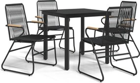 vidaXL Set mobilier de grădină, 5 piese, negru, ratan PVC