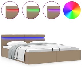 vidaXL Cadru pat hidraulic LED cappuccino 160 x 200 cm piele ecologică