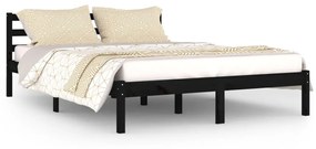 810434 vidaXL Cadru de pat, negru, 140x200 cm, lemn masiv de pin