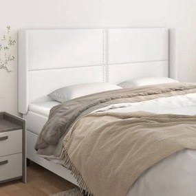 3119543 vidaXL Tăblie de pat cu aripioare, alb, 183x16x118/128 cm, piele eco