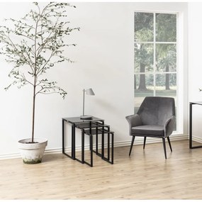 Set 3 mese de cafea cu picioare din fier Actona Katrine, negru