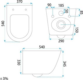 Set: Vas de toaleta suspendat + Lavoar pe blat Rea Duo alb