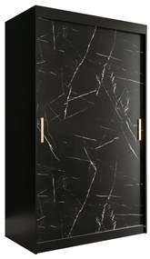 Dulap de haine 120 cm Marbelo T (mat negru + marmură neagră). 1064537