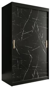 Dulap de haine 120 cm Marbelo T (mat negru + marmură neagră). 1064537