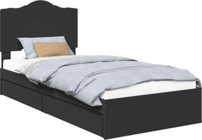 vidaXL Pat cu storage cu headboard Negru 90 x 190 cm Lemn compozit