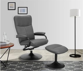 Fotoliu cu taburet gri de relaxare cu tapițerie din imitație de piele Istad – Støraa