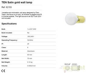Aplica design modern minimalist TEN aurie satin 62153