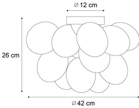 Plafonieră de design negru cu chihlimbar și sticlă fumuriu 4 lumini - Uvas