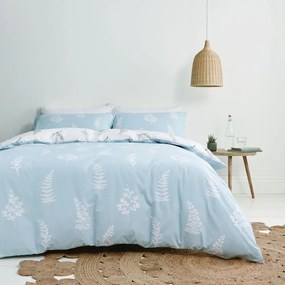 Lenjerie de pat din bumbac egiptean Bianca Meadow Flowers, 200 x 200 cm, alb - albastru