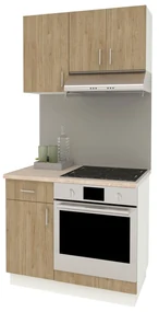Set Bucatarie Karo haaus V1, Lemn Natural/Alb, Blat Thermo 28 mm, L 100 cm