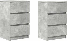 vidaXL Noptiere cu 3 sertare 2 buc Beton Gri 39x35x65 cm