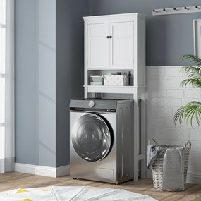 HOMCOM Mobilier WC deasupra toaletei mobilier mașină de spălat dulap 2 uși rafturi reglabile alb | Aosom Romania