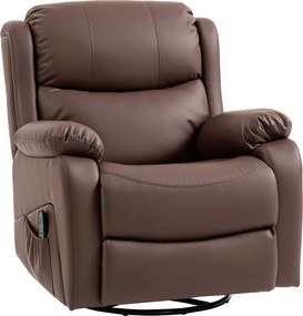 HOMCOM Fotoliu Electric Rabatabil cu 8 Puncte de Masaj, Suport pentru Picioare, 97x85x100 cm, Maro | Aosom Romania