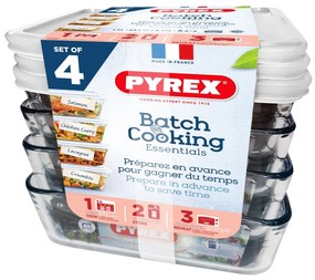 Pyrex Set de 4 recipiente din sticlă, 1,5 l
