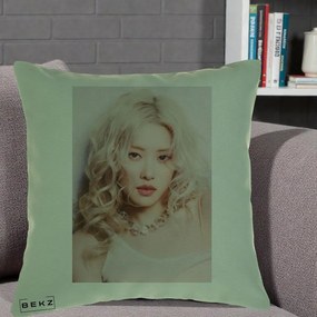 Perna Personalizata K-pop BLACKPINK Rose, 40x40 cm, Verde, Husa Detasabila, Perna Inclusa, BEKZ®