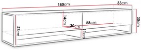 Dulap TV de perete Adenuk 140 MDF (Negru + Negru) (cu iluminat LED RGB). 1106329