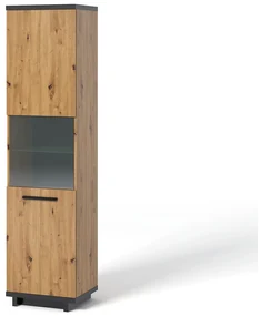 Vitrină Indi WIT50 (Stejar artisan + Negru mat + Stejar artisan). 1051745