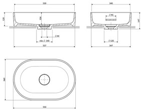 OMNIRES OVOUNBLV - Lavoar pe blat OVO 55x36 cm dolomit/negru mat lava