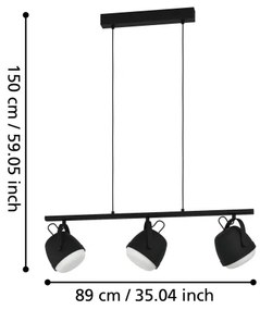 Lustră pe cablu Eglo 390046 UPANEMA 3xE27/28W/230V negru