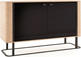Comodă lemn masiv natur Galen I Negru-, 150,8 × 40,2 × 89,6 cm
