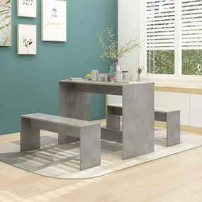 809480 vidaXL Set mobilier de bucătărie, 3 piese, gri beton, PAL