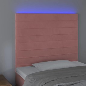 Tablie de pat cu LED, roz, 100x5x118 128 cm, catifea 1, Roz, 100 x 5 x 118 128 cm