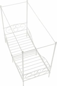 Pat metalic cu baldachin,  alb, 90x200, ADELISA