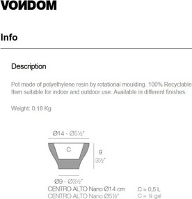 Ghiveci plante design decorativ modern interior / exterior HIGH CENTRE mini 14x9cm