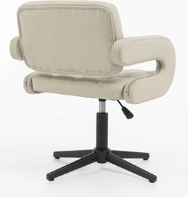 HR8403CROSS Scaun Ecru Piele Ecologica Premium Soft cu Bază Neagră