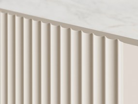 Masă cafea Malmi cu sertare și picioare metalice - cașmir / crem bianca / picioare negre